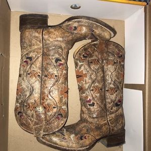CORRAL BOOTS TN COGNAC MULTICOLOR ETHNIC PATTERN